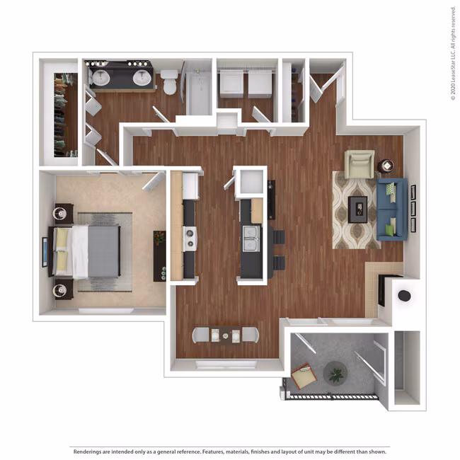 1 Bed 1 Bath 920 SqFt (840 Net) 2634 floor plan